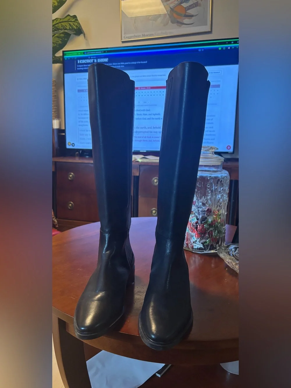 Calvin Klein Black Leather Over-the-Knee Boots